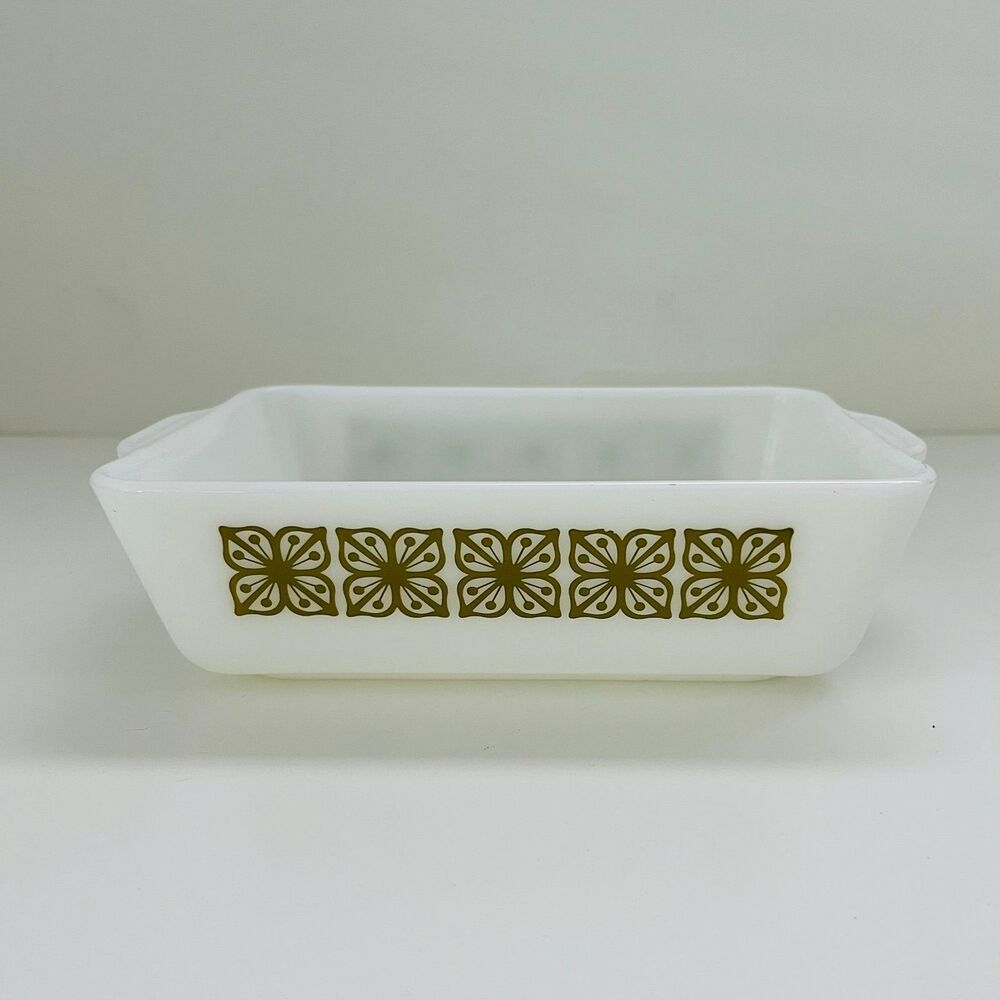PYREX Verde Square Floral Flower Print 503 Retangular Refrigerator Dish 1.5 Qt